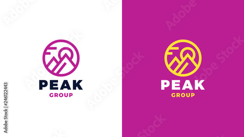 Mountain Logotype template, positive and negative variant, corporate identity for brands, magenta product logo