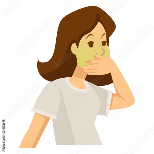 Woman feeling sick food poisoning or pregnancy