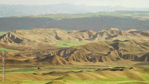Slow pan from a high angle of the Quru River valley in Iran.  This shot provides an idea of the size of the region. photo