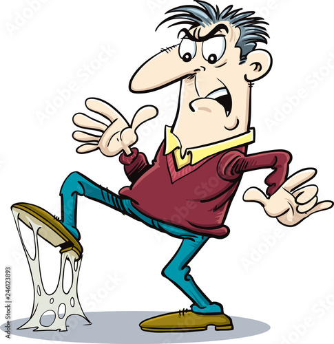 Shoe steps into chewing gum - Vector