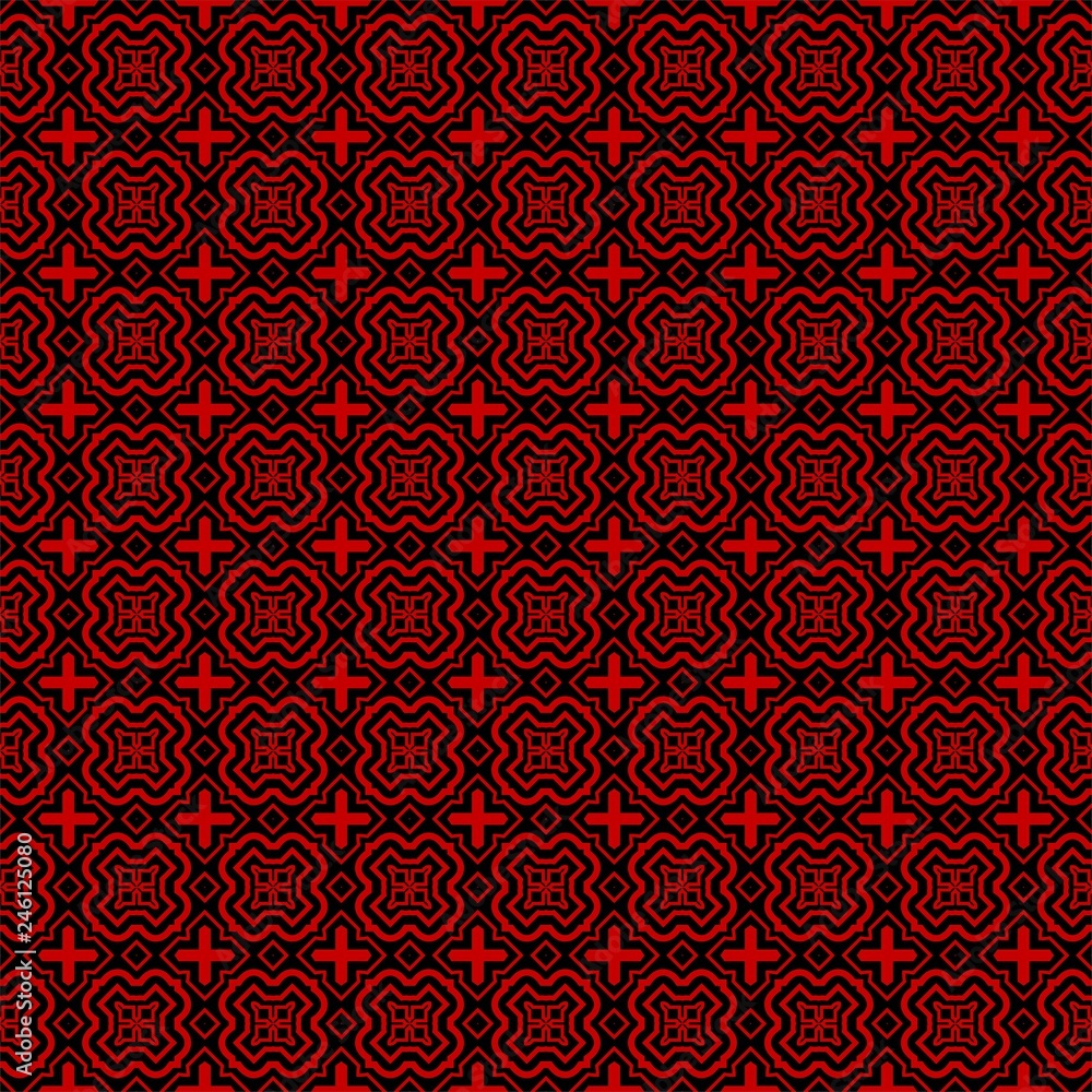 Ethnic classic pattern. Seamless vector illustration. Abstract geometric repeat backdrop. For decoration, wallpaper, print, fabric. Black, red color Ethnic classic pattern. Seamless vector illustration. Abstract geometric repeat backdrop. For decoration, wallpaper, print, fabric. Black, red color
