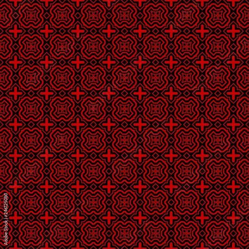 Ethnic classic pattern. Seamless vector illustration. Abstract geometric repeat backdrop. For decoration, wallpaper, print, fabric. Black, red color