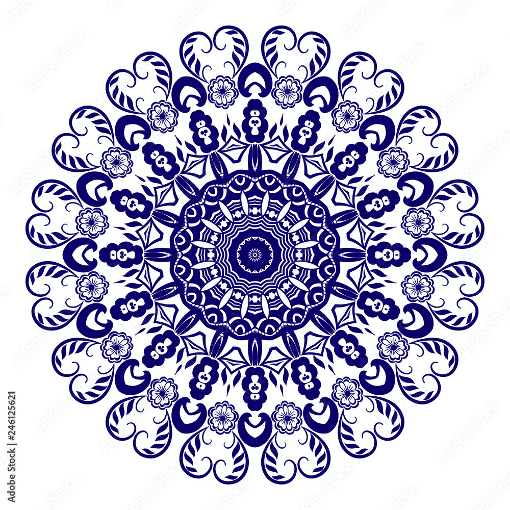 Floral round ornament. Vector illustration Floral round ornament. Vector illustration