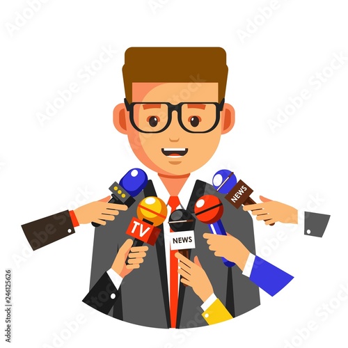 News reportage interview or TV press conference