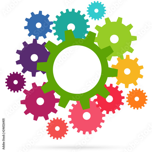 colored teamwork gears