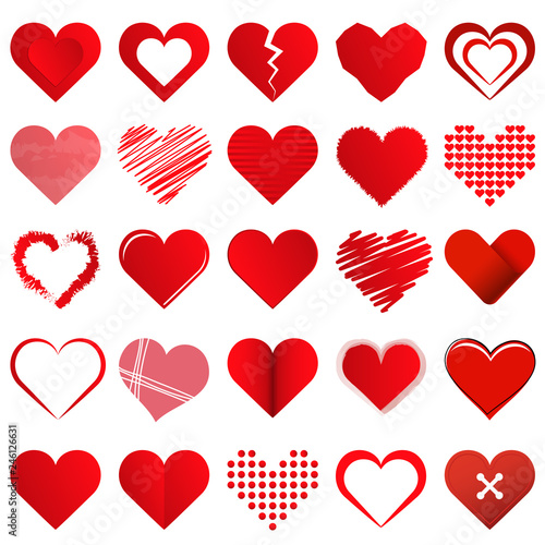 collection different loving valentine hearts
