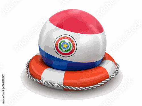Ball with Paraguayan flag on lifebuoy