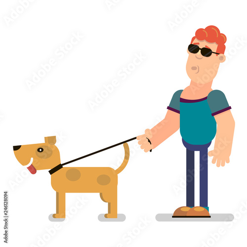 blind man with a dog