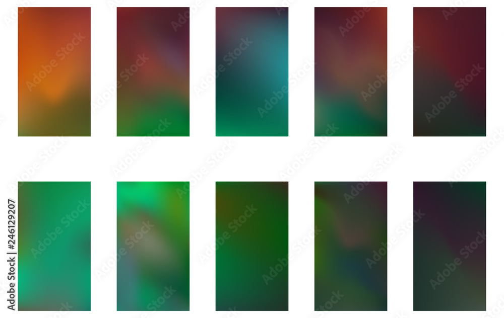 Colorful backgrounds in trendy green and blue colors. Modern screen vector design for mobile app. Soft natural color abstract gradients.
