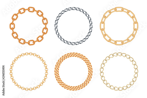 Set of Circle golden and silver chain frames.