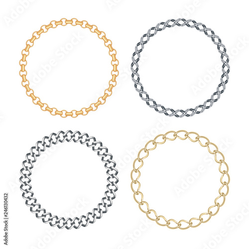 Set of Circle golden and silver chain frames.
