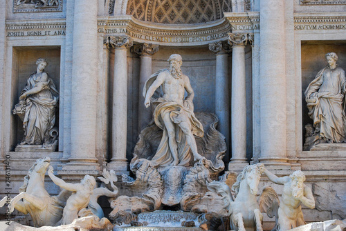 Statues Of Adundance, Oceanus, Health, Trevi fountain, Rome, Italy.