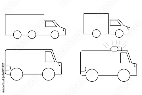 Iconos de camiones y furgonetas.