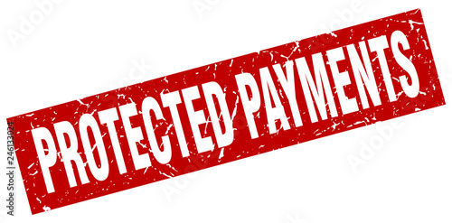 square grunge red protected payments stamp