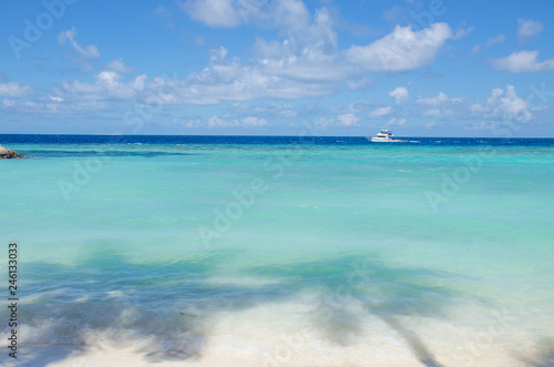 the island on Maldives a landscape of the beach of the ocean and the ship © rosetata