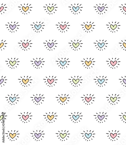 Seamless pattern with hand drawn  hearts for textiles, wallpapers, gift wraps and scrapbook. Background for Valentine's Day, birthday, Mother's Day. Vector.
