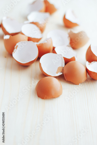 Wallpaper Mural Brown eggshell on wooden background Torontodigital.ca