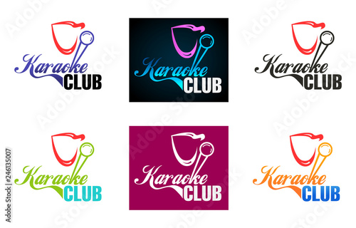 Karaoke club vector logo design. Advertising for karaoke bar, party, disco bar, night club. Live music. Design template. 