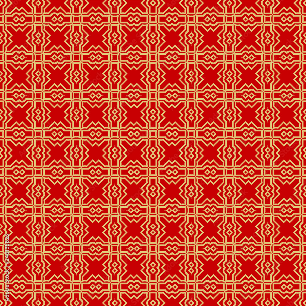 Modern Stylish Geometry Seamless Pattern Art Deco Background. Luxury Texture For Wallpaper, Invitation. Vector Illustration. Red gold color Modern Stylish Geometry Seamless Pattern Art Deco Background. Luxury Texture For Wallpaper, Invitation. Vector Illustration. Red gold color