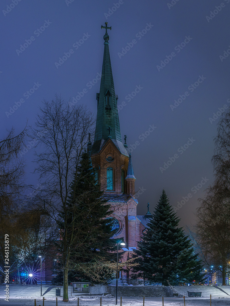 Old church in winter Finland