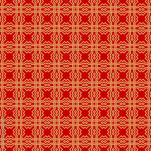 Modern Stylish Geometry Seamless Pattern Art Deco Background. Luxury Texture For Wallpaper, Invitation. Vector Illustration. Red gold color