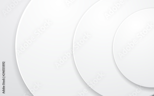White abstract background. Circle multi layer shape in center composition.   