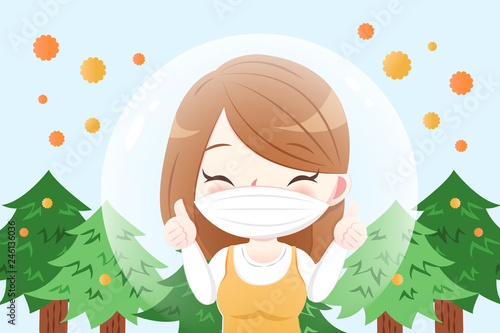 cartoon woman with hay fever