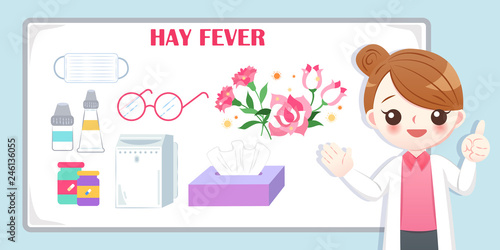 cartoon doctor introduce hay fever