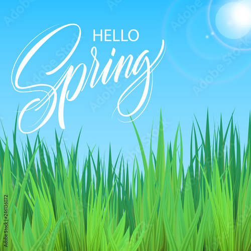 Spring lettering web banner template. Vector illustration EPS10