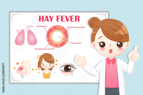 cartoon doctor introduce hay fever