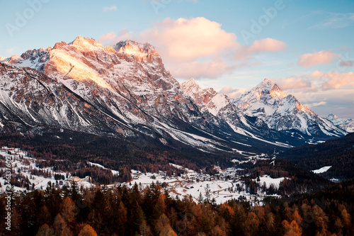 Cortina d'Ampezzo mountains at sunset