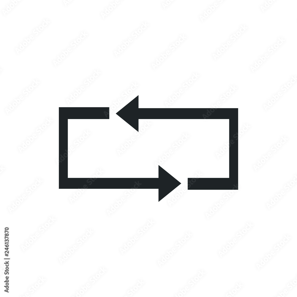 Simple black icon on white background. Repeat icon. Vector illustration web design element. Simple black icon on white background. Repeat icon. Vector illustration web design element.
