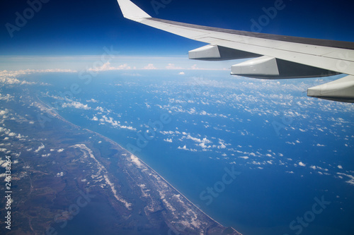 Blue sky view Cloudy Pacific Ocean Take from airplane at Vietnam