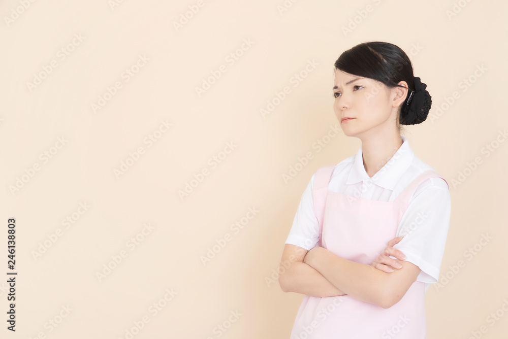 Working woman in an apron