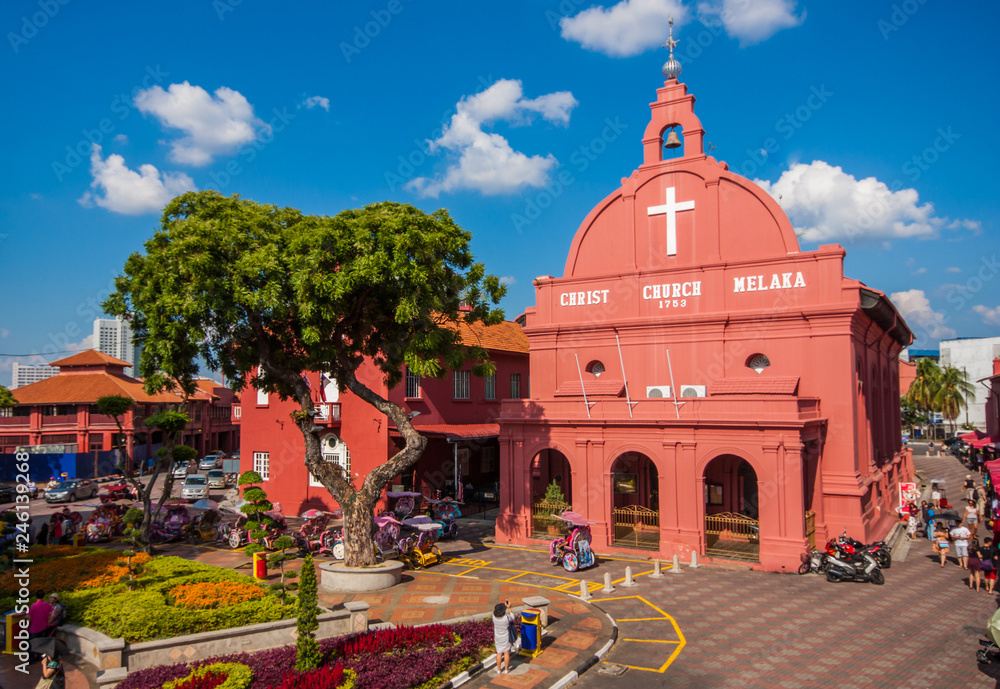 Fototapeta premium Melaka, Malaysia - with its signs of the Portoguese, Dutch and English colonialism and architecture, its Old Town is since 2008 a Unesco World Heritage site