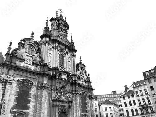 Chiesa di San Giovanni Battista al Beghinaggio in bianco e nero, Bruxelles, Belgio