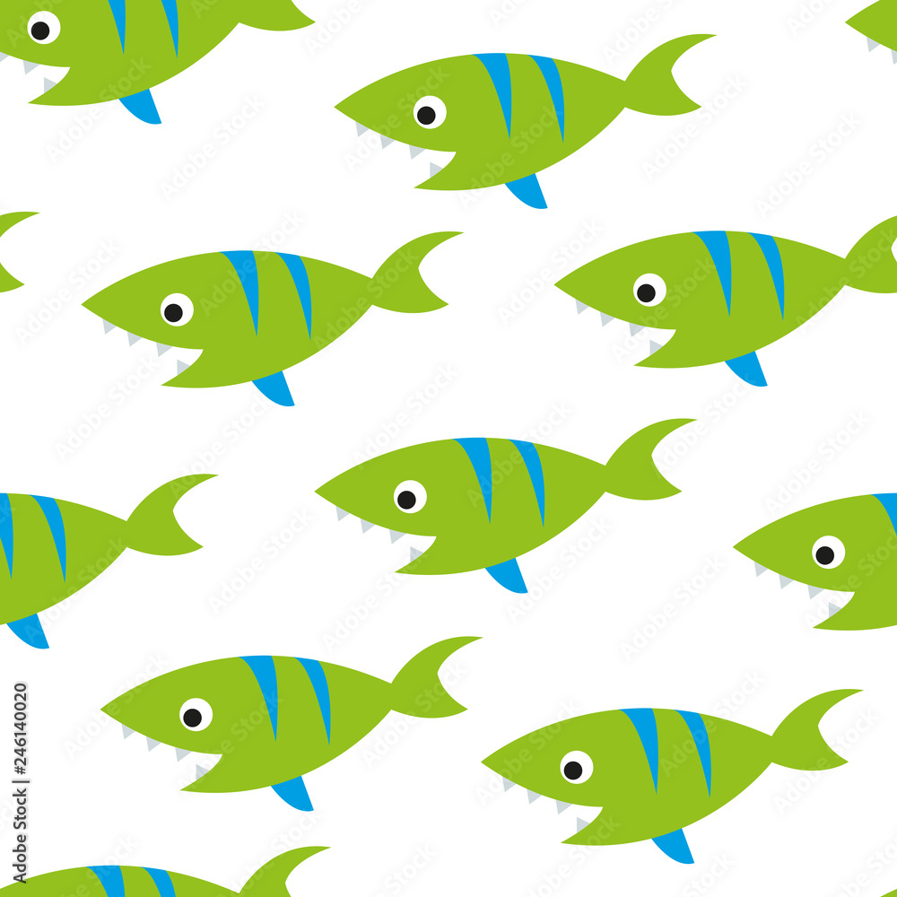 Naklejka premium Vector seamless pattern on the marine theme.