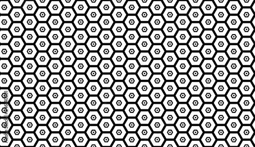 Monochrome seamless pattern with hexagons, honeycombs. Repetitive vector illustration