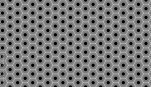 Monochrome seamless pattern with hexagons, honeycombs. Repetitive vector illustration