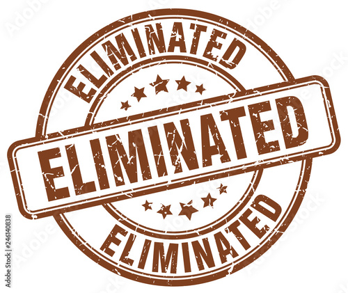 eliminated brown grunge round vintage rubber stamp