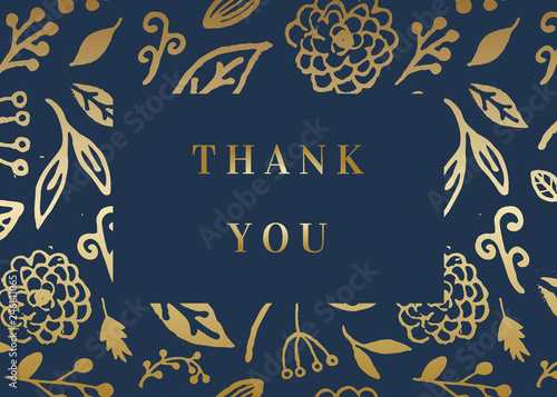 Golden Florals Thank You Card Template
