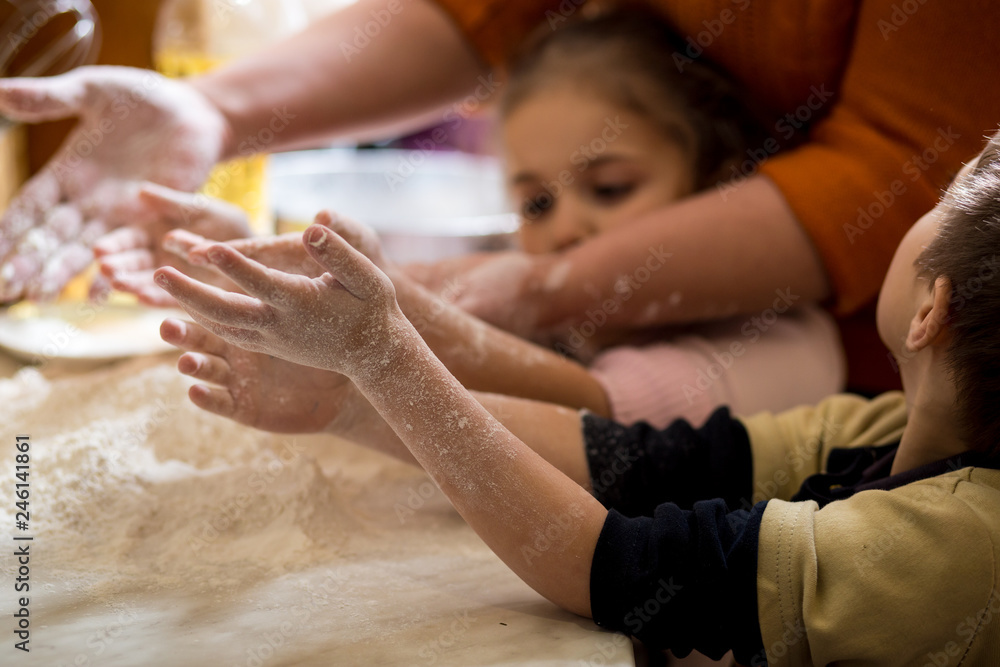 Fototapeta premium children help to cook