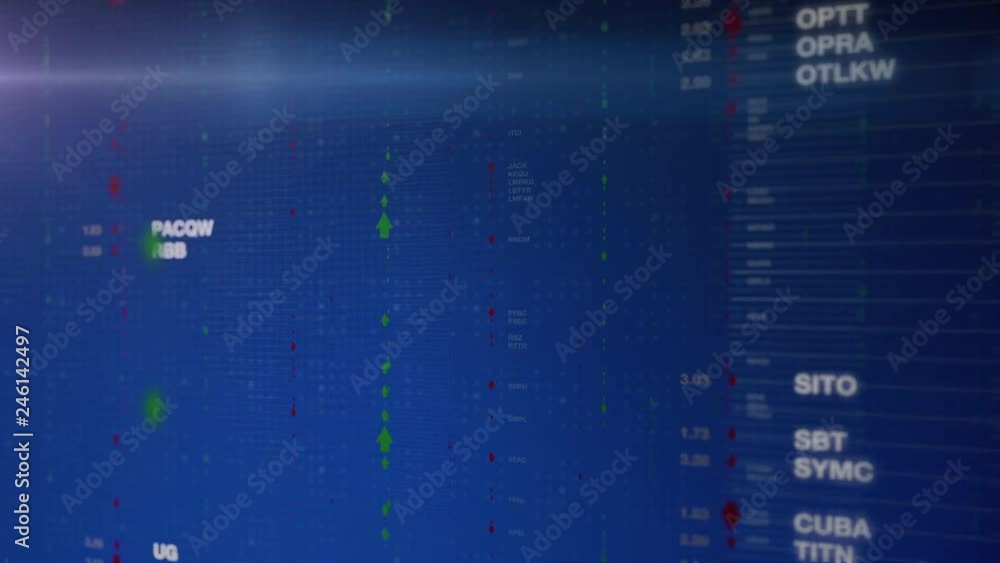 Stock Market Ticker Symbols Are Displayed On Different Layered Panels