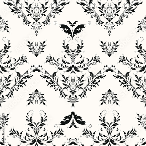 Flourishes baroque background. Classic repeating vector seamless pattern.