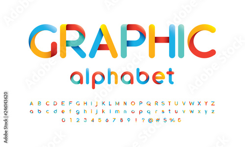 Vector of modern vibrant font and alphabet