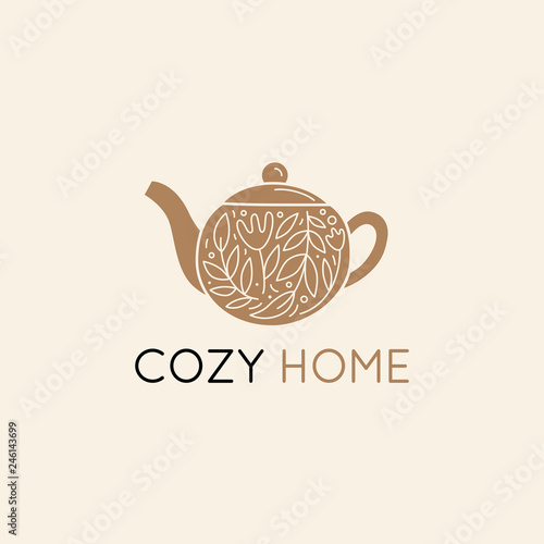 Vector logo design template in simple linear style - home decor store