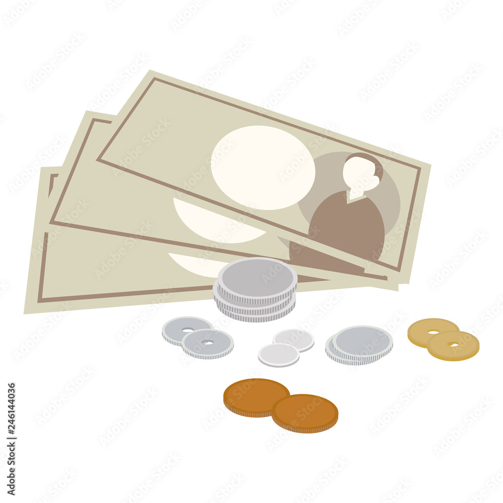 お札と硬貨のイラスト Stock ベクター Adobe Stock