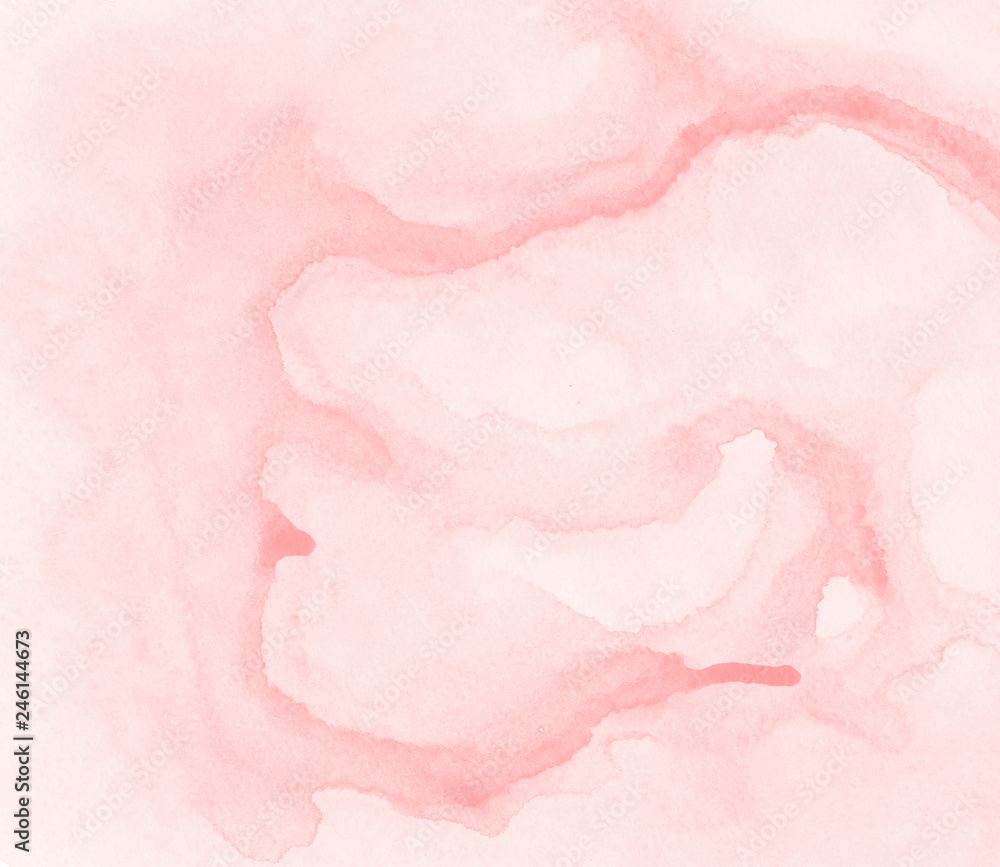Fototapeta premium Pink watercolor background hand painted on white