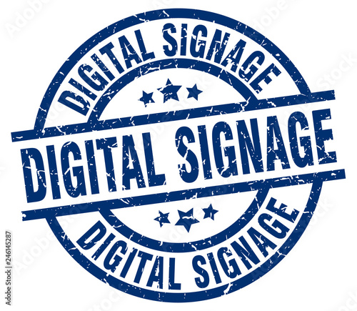 digital signage blue round grunge stamp