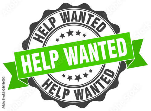 help wanted stamp. sign. seal